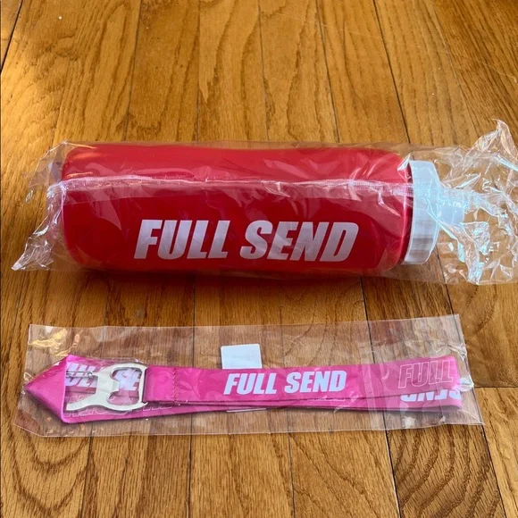 Full Send Bundle: Pink Key Chain & Red Water Bottle Unisex - Picture 1 of 3